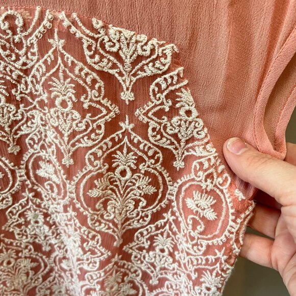 Sundance Pink Embroidered Lace Dress PS 100% Viscose Cap Sleeve‎ Made In India - Picture 3 of 5